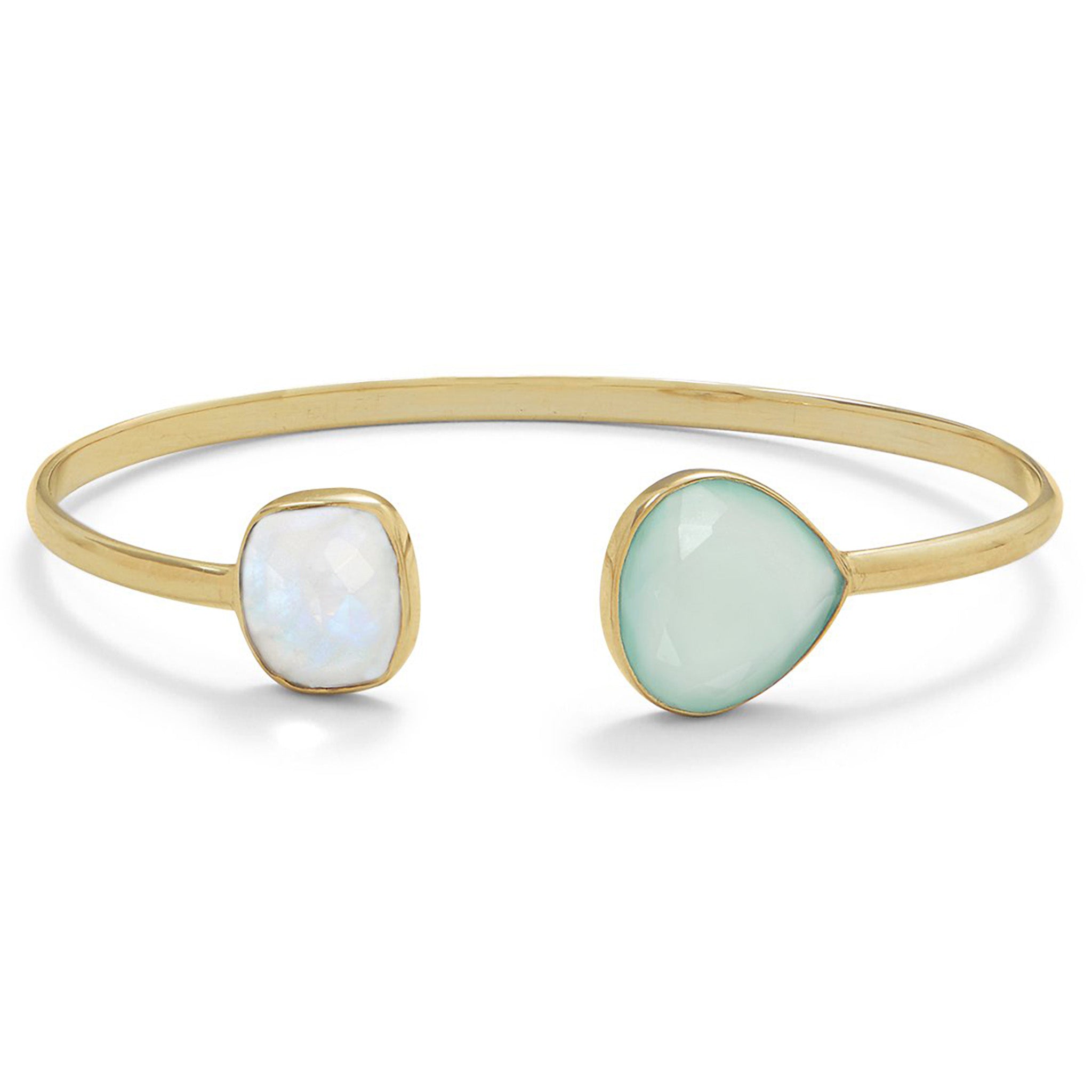 Moonstone and Chalcedony Gold Cuff Bracelet