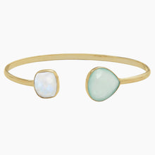 Moonstone and Chalcedony Gold Cuff Bracelet