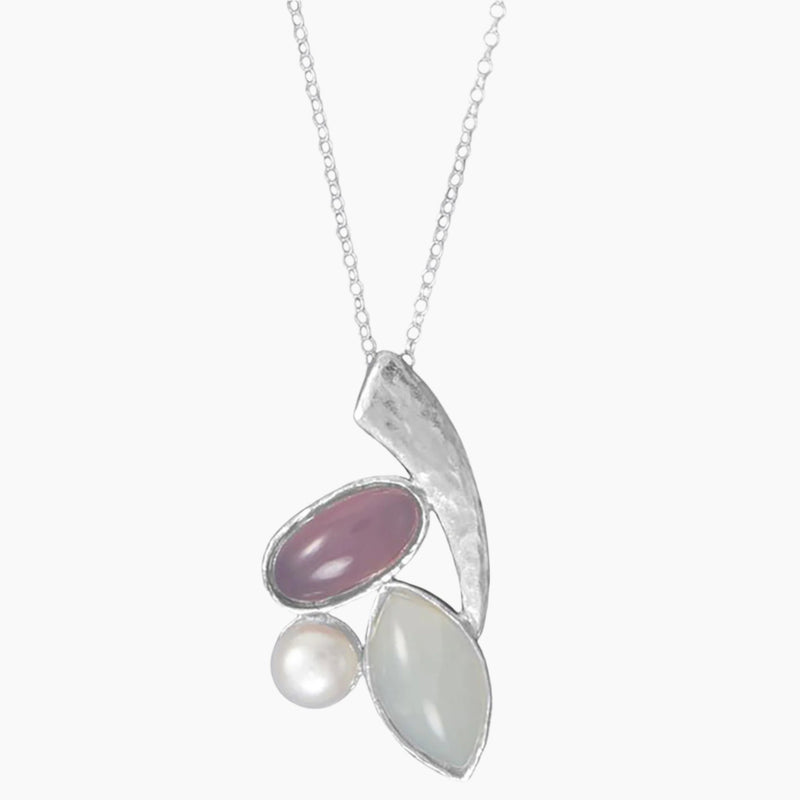 Moonstone and Chalcedony Pendant Necklace
