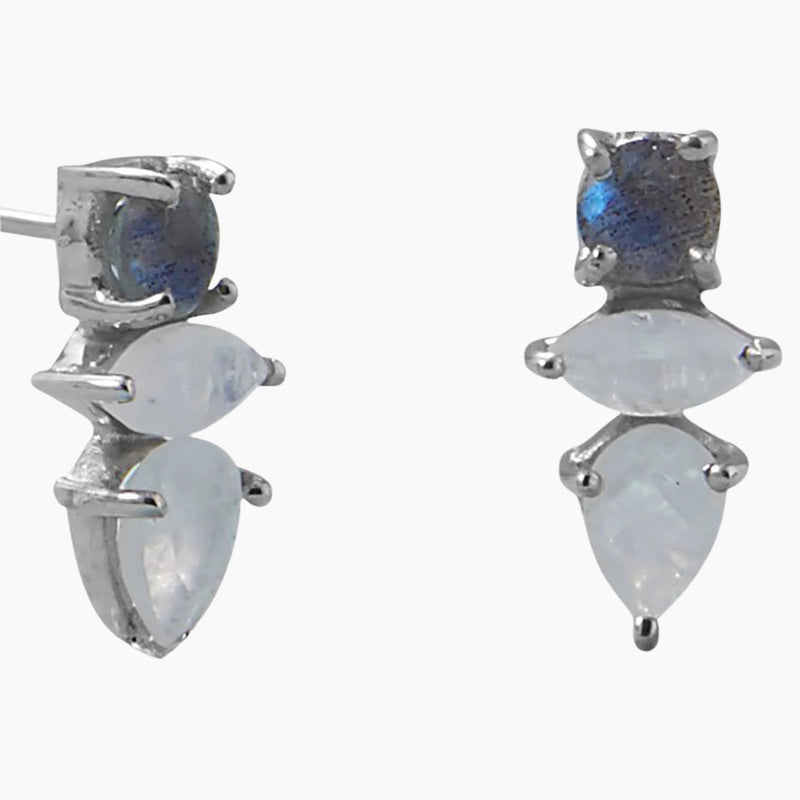 Moonstone and Labradorite Post Earrings