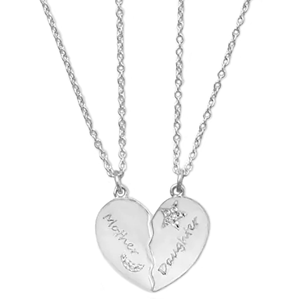 Mother Daughter Heart Necklace Set Crystal Pendants Girls Ladies | eBay