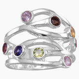 Multi Gemstone Open Design Ring