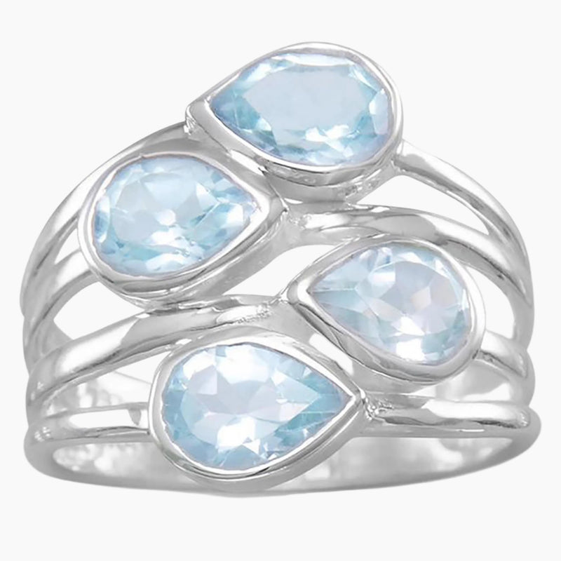 Multi Row Blue Topaz Ring