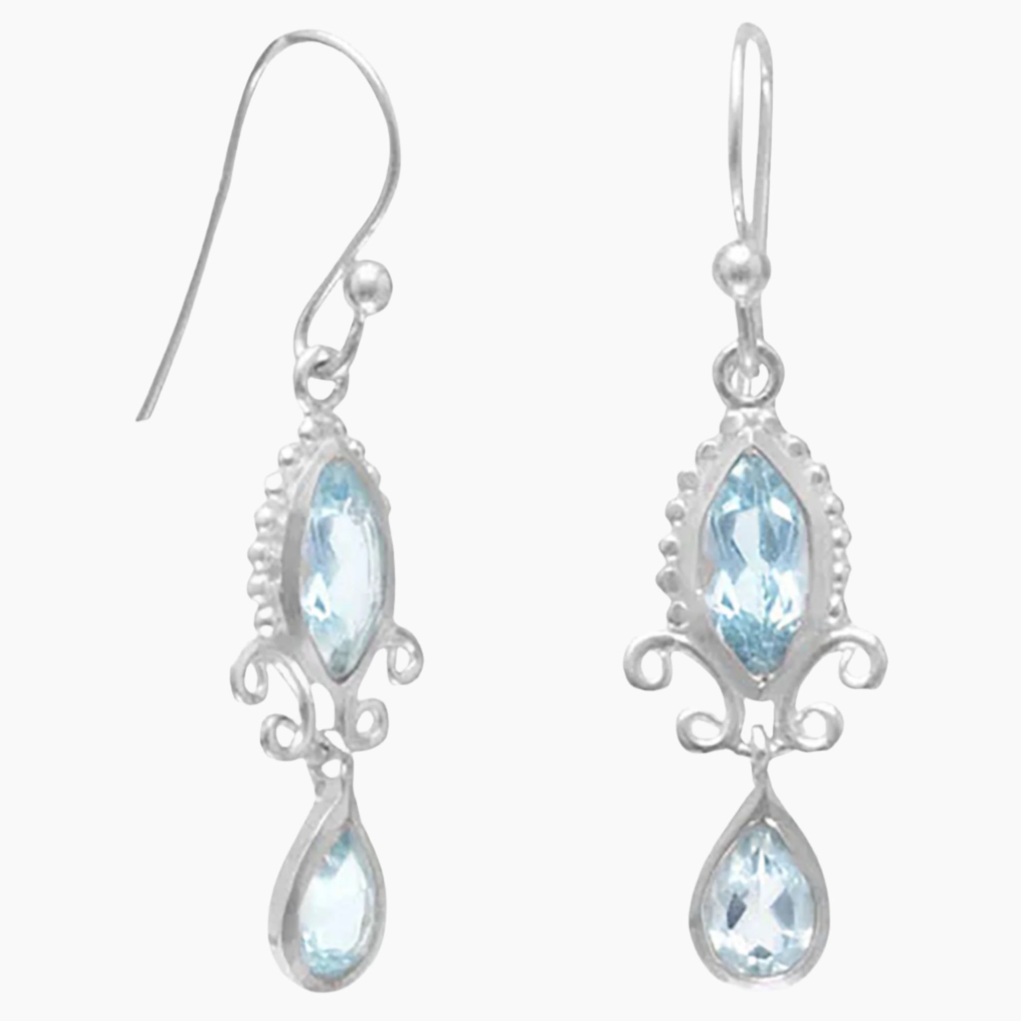 Multi Shape Blue Topaz Earrings