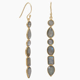 Multi Shape Labradorite Gold Earrings