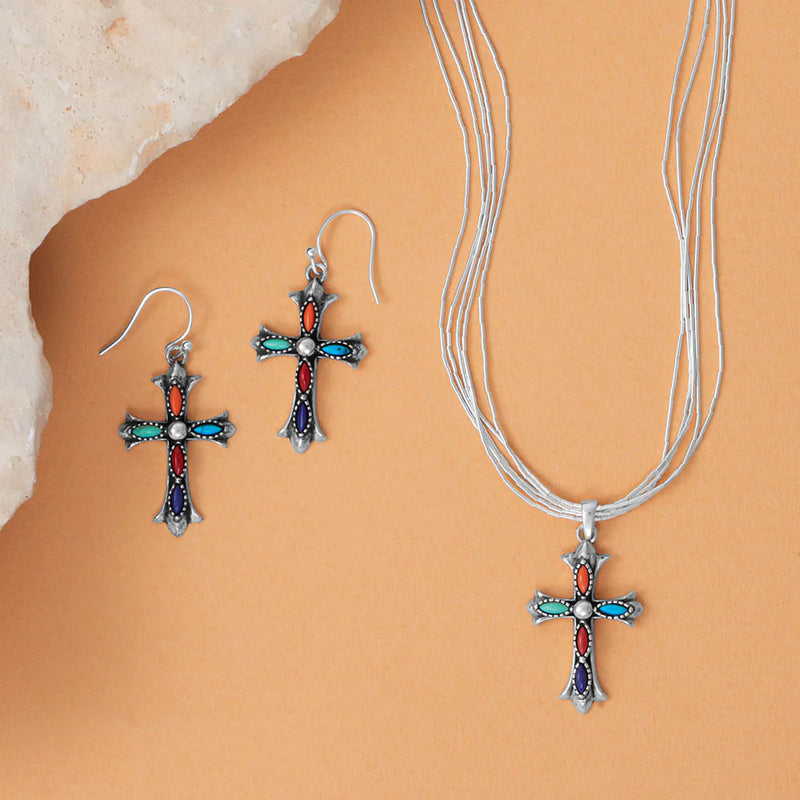 Multistone Cross Earrings Example