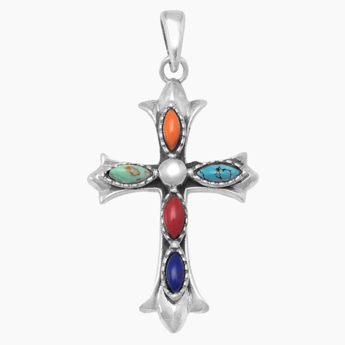 Multistone Cross Pendant