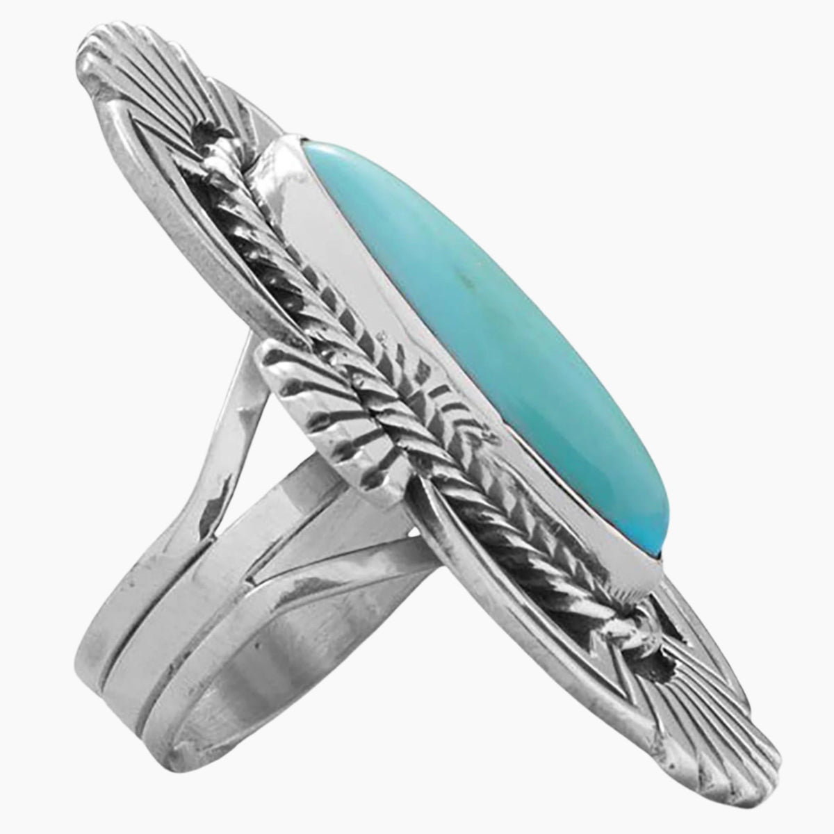 Native American Campitos Turquoise Ring Side View