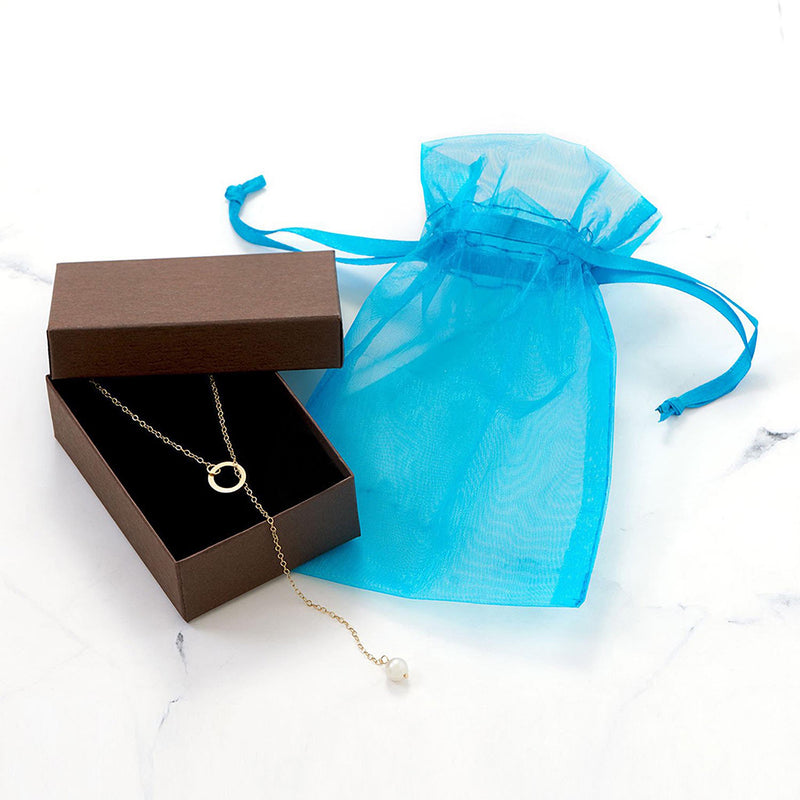 Near Round Freshwater Pearl Lariat Necklace Gift Box