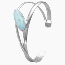 Oblong Larimar Cuff Bracelet Upright