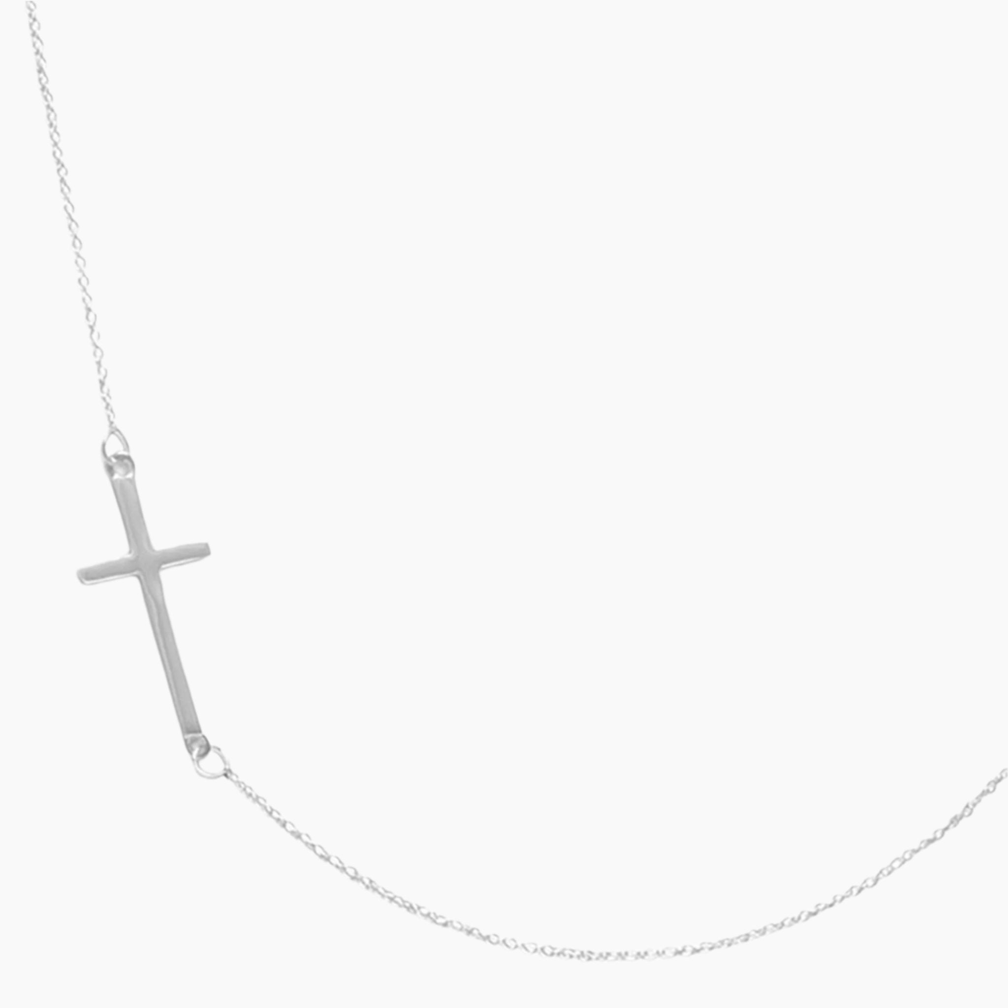 Off Center Cross Necklace Close Up