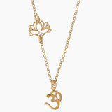 Om Charm and Lotus Flower Necklace