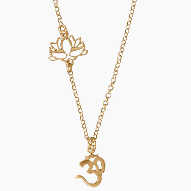 Om Charm and Lotus Flower Necklace