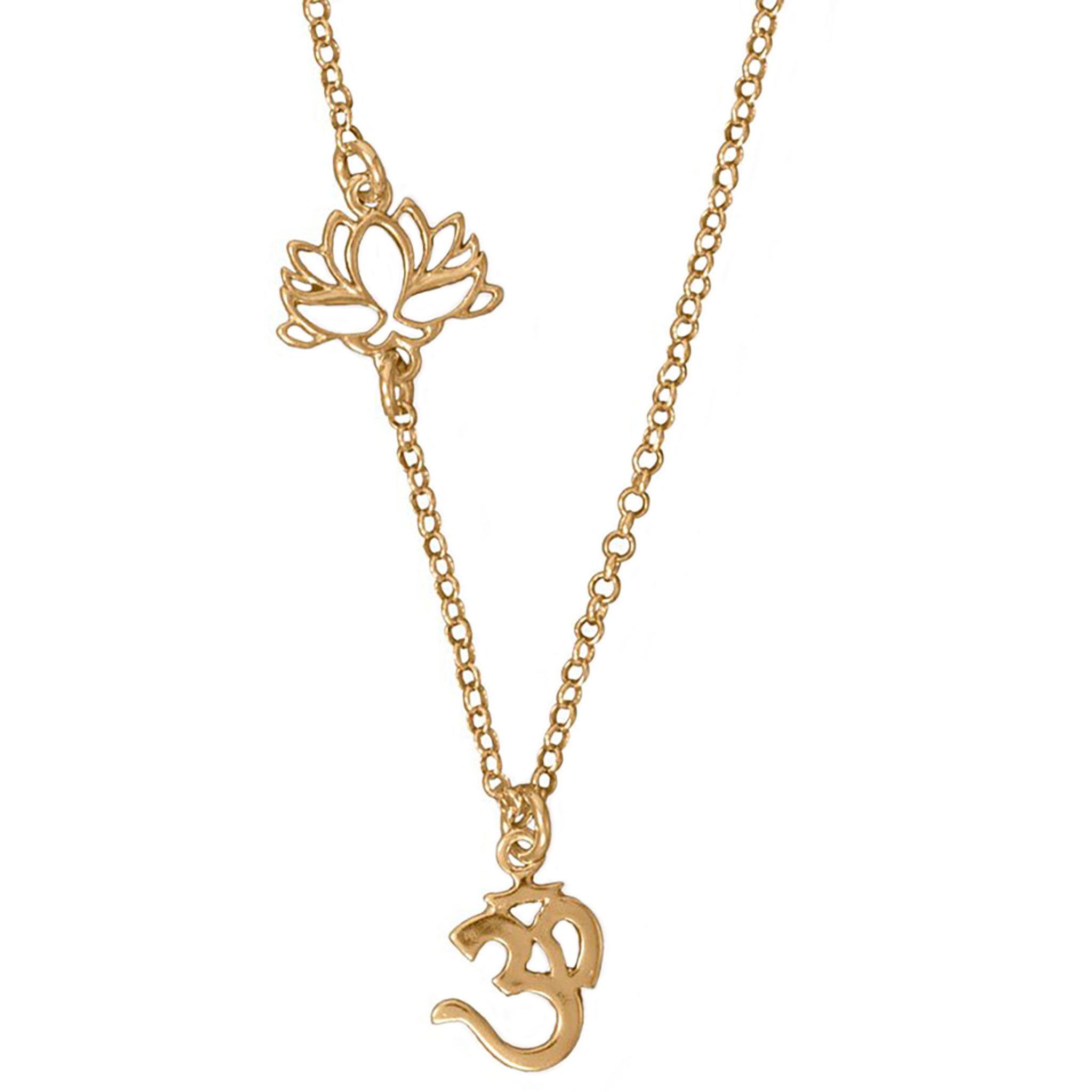 Om Charm and Lotus Flower Necklace