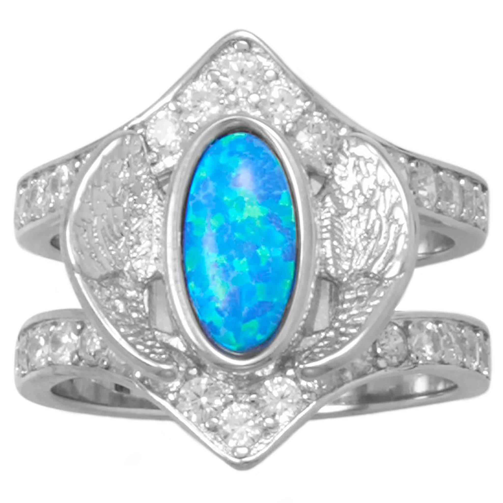 Opal with Zirconia Angle Wing Ring