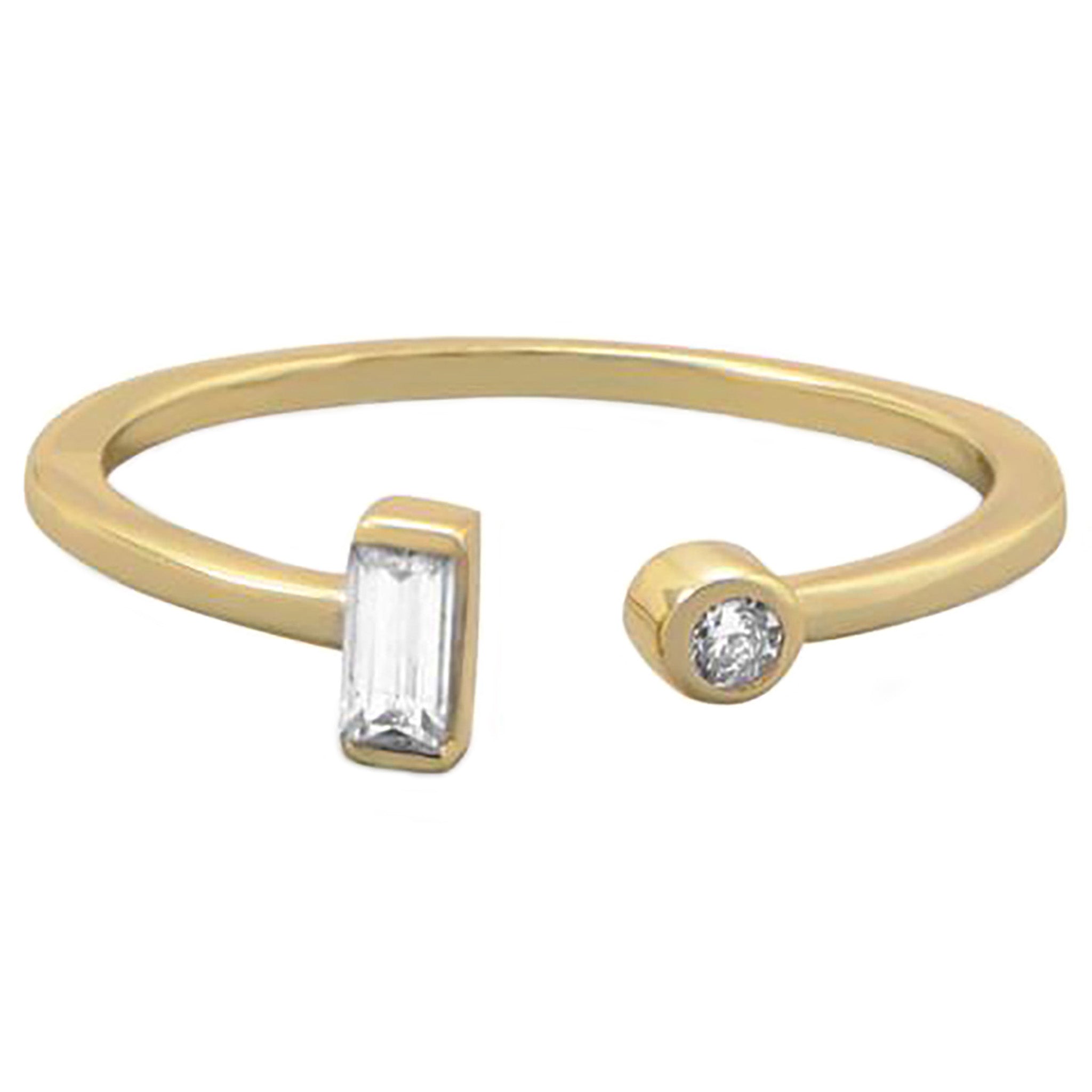 Open Design Zirconia Gold Ring