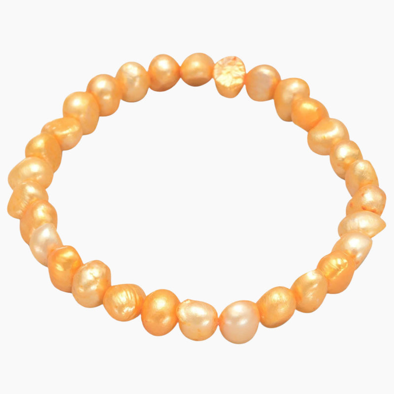 Orange Freshwater Pearl Stretch Bracelet
