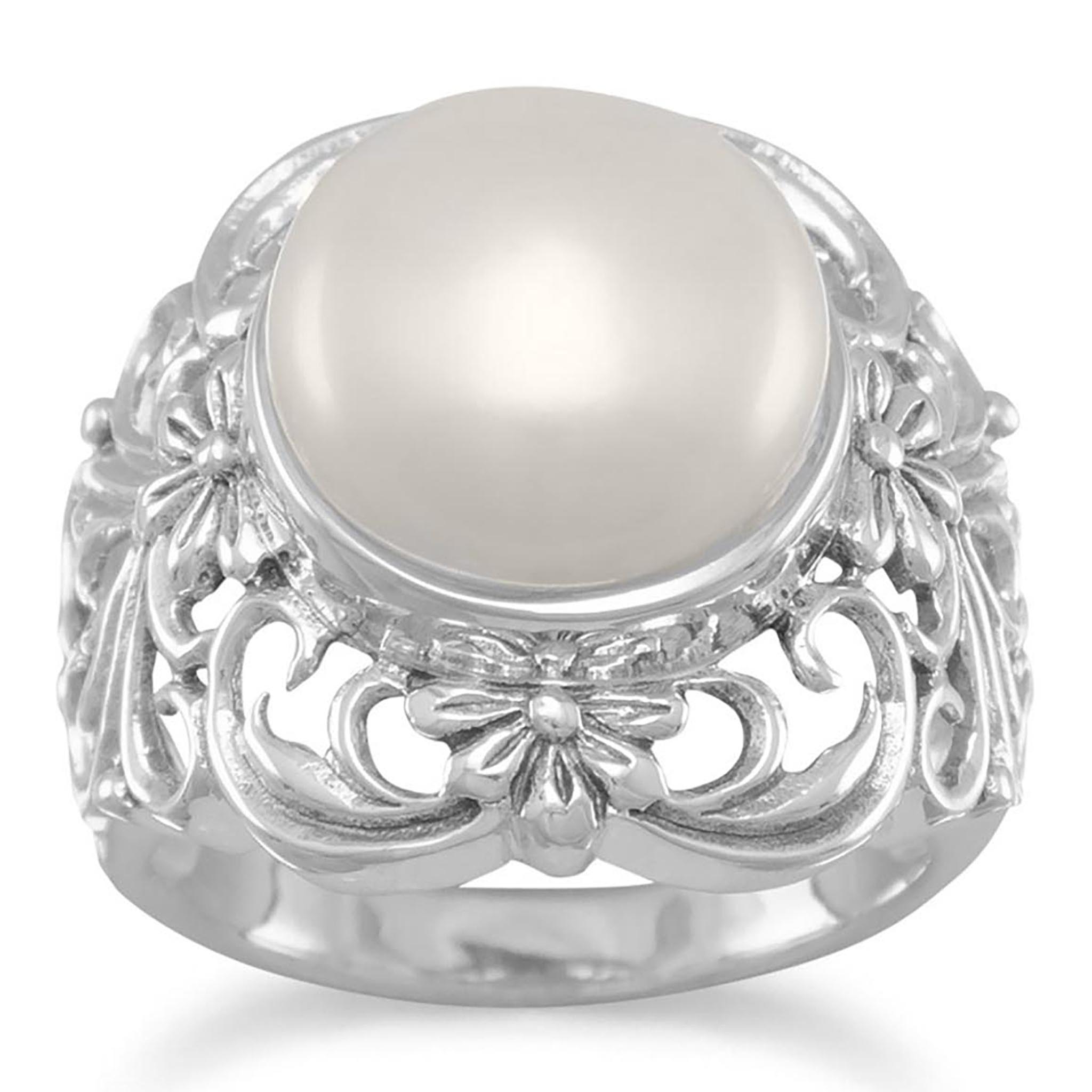 Ornate Cultured Freshwater Pearl Ring
