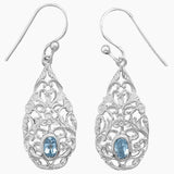 Ornate Design Blue Topaz Earrings