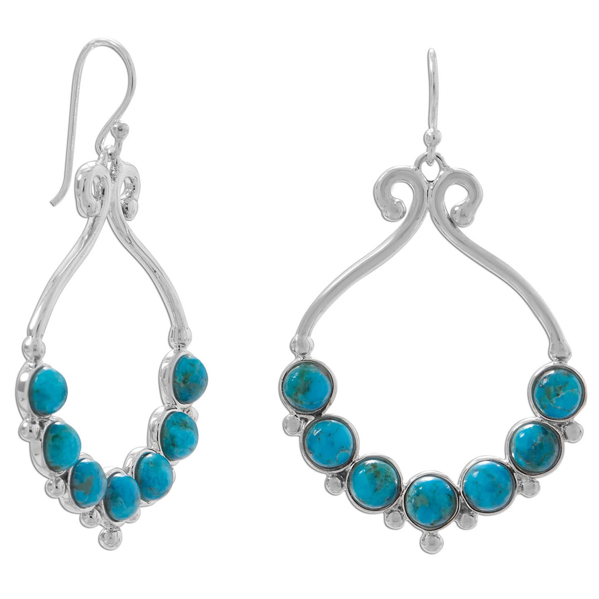 Outlined Cabochon Turquoise Earrings