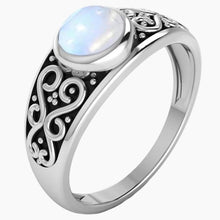 Oxidized Rainbow Moonstone Ring Side View