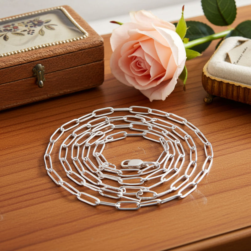 Paperclip Style Cable Link Chain - 2.8mm Coiled Up View