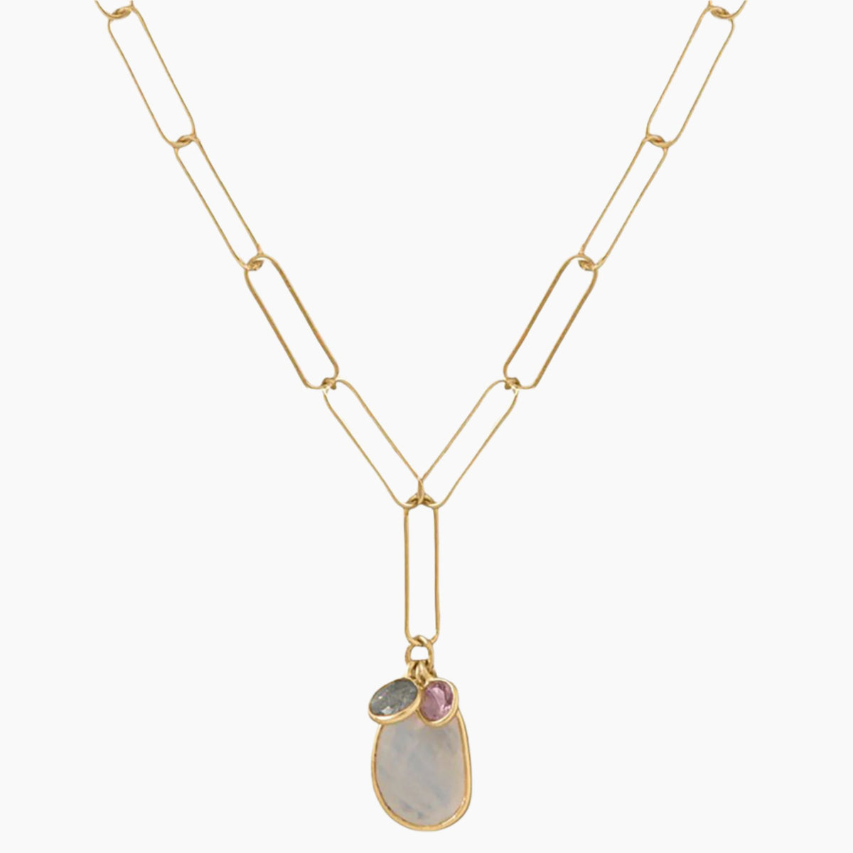 Paperclip Style Charm Necklace