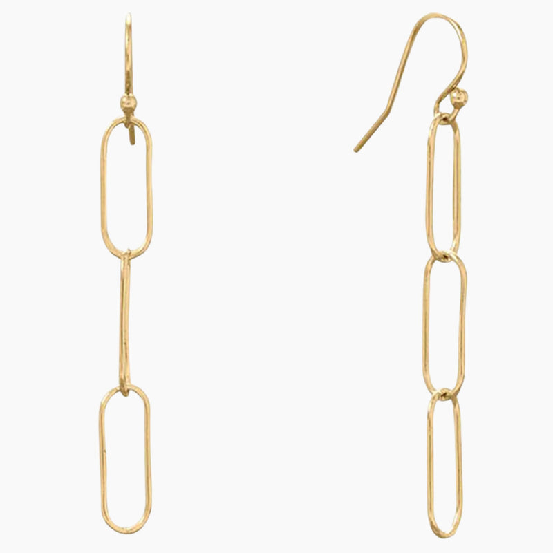 Paperclip Style Gold Earrings