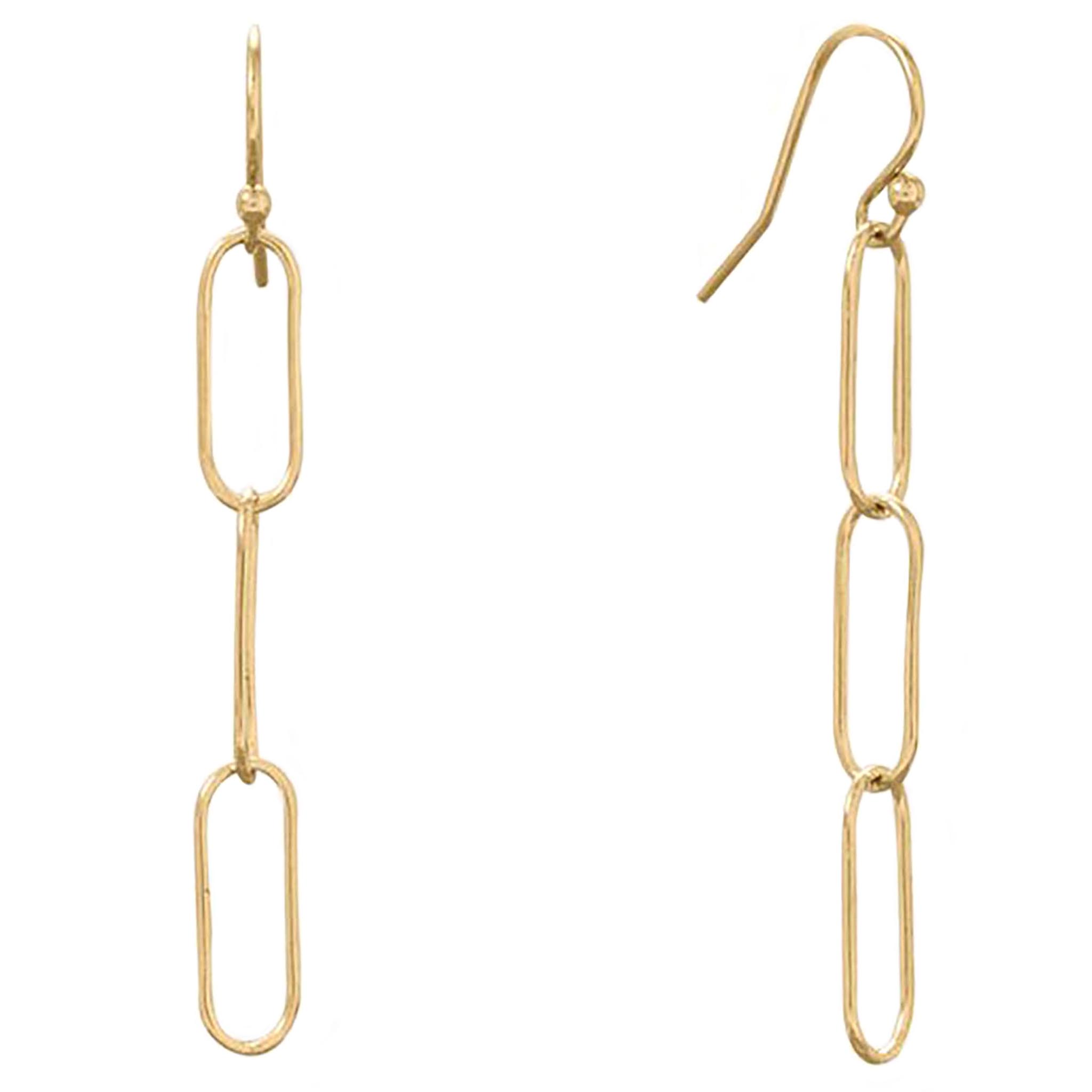 Paperclip Style Gold Earrings
