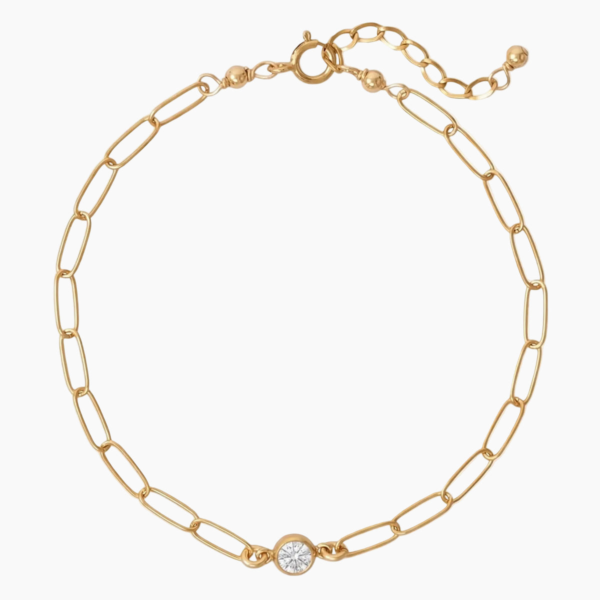 Paperclip Style Gold Filled Diamond Bracelet