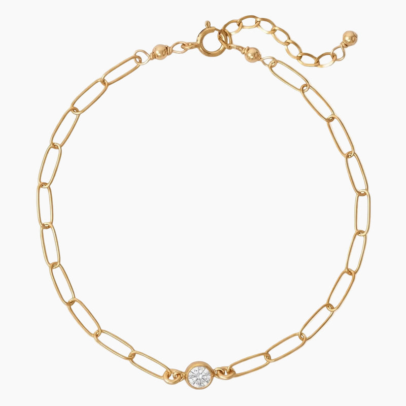 Paperclip Style Gold Filled Diamond Bracelet