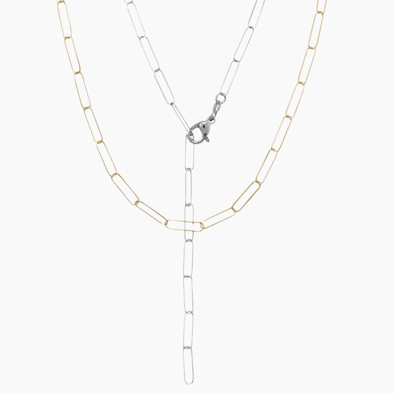Paperclip Style Gold Link Necklace Layered Style