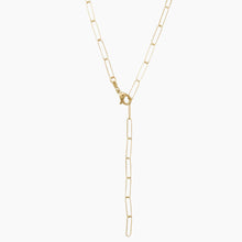 Paperclip Style Gold Link Necklace Lariat Style