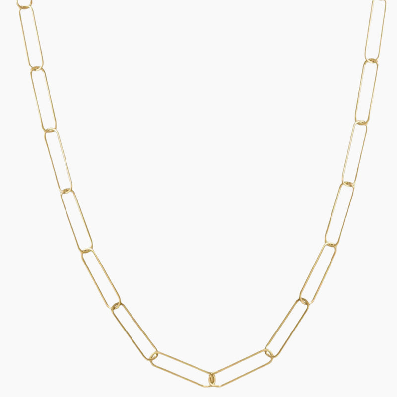 Paperclip Style Gold Link Necklace