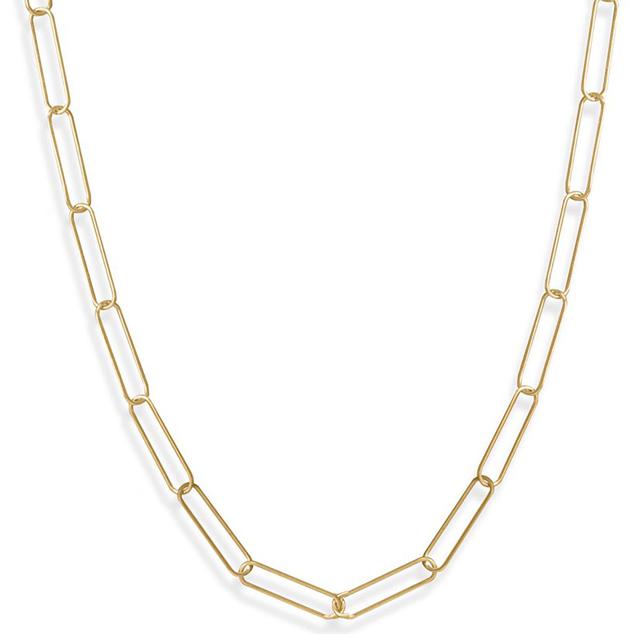 Paperclip Style Gold Link Necklace