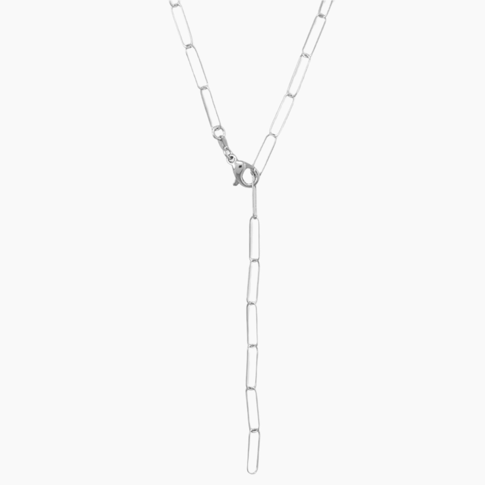 Paperclip Style Link Necklace Lariat Style