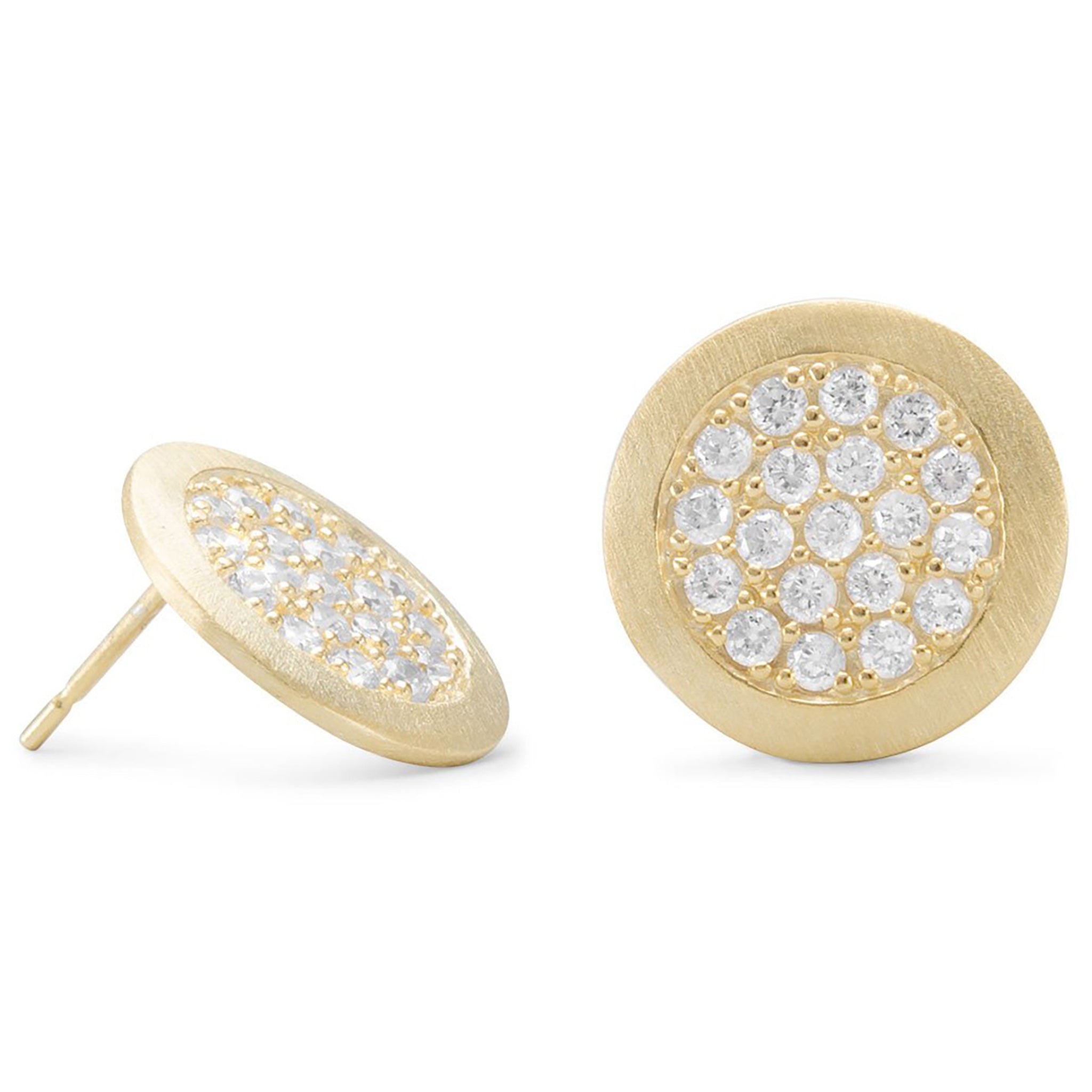 Pave Zirconia Gold Post Earrings