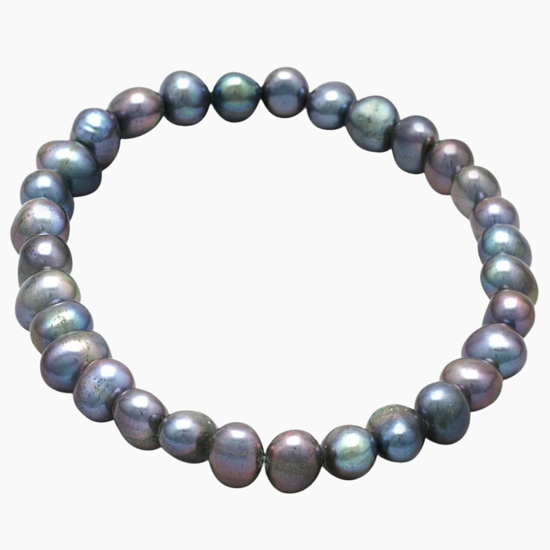 Peacock Freshwater Pearl Stretch Bracelet