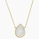 Pear Shape Rainbow Moonstone Gold Necklace