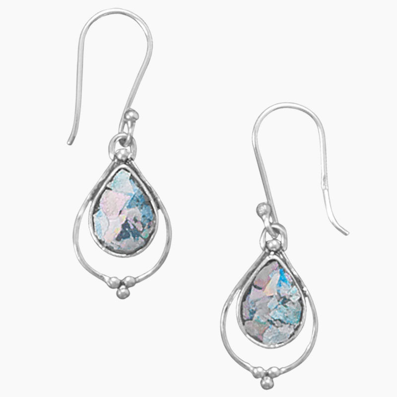 Pear Shape Roman Glass Earrings