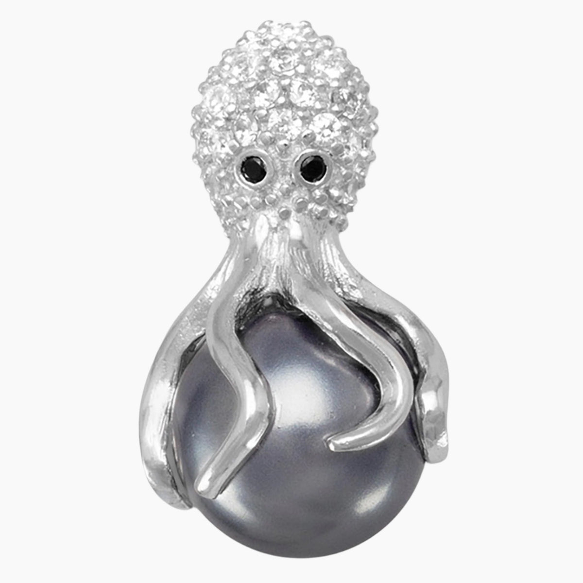 Pearl with Zirconia Octopus Slide Pendant