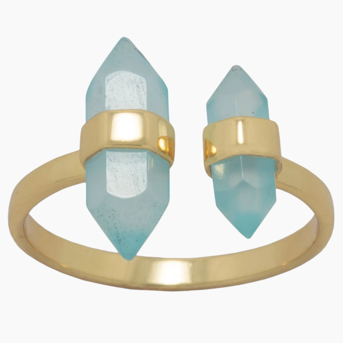 Pencil Cut Aqua Chalcedony Ring