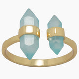 Pencil Cut Aqua Chalcedony Ring