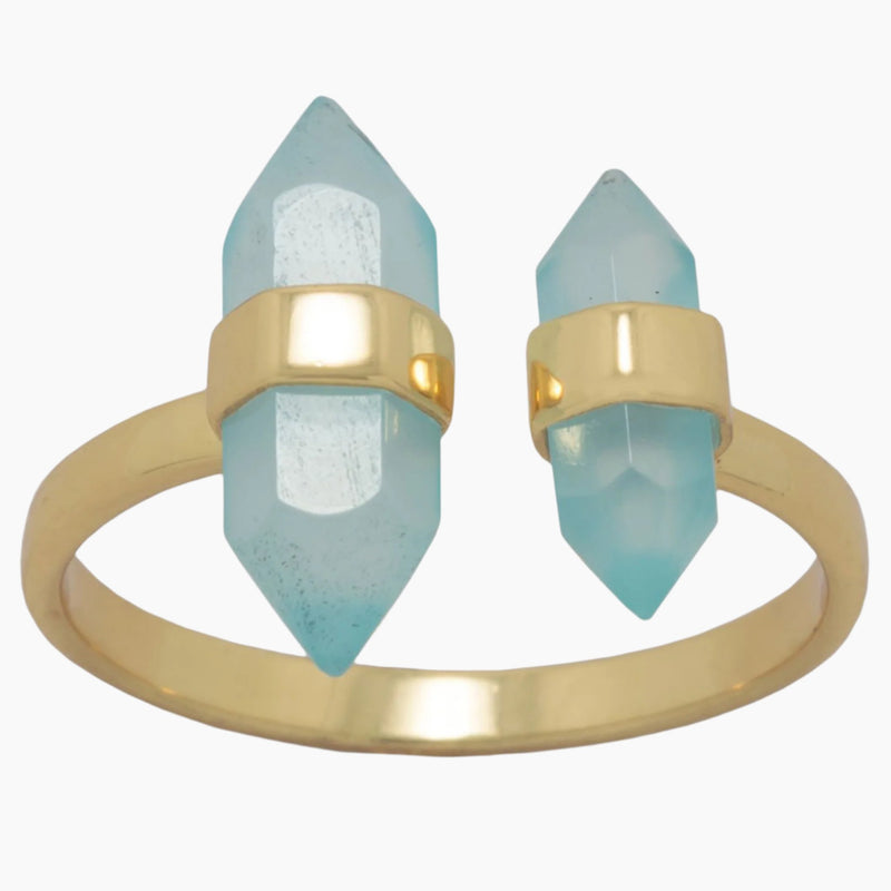 Pencil Cut Aqua Chalcedony Ring