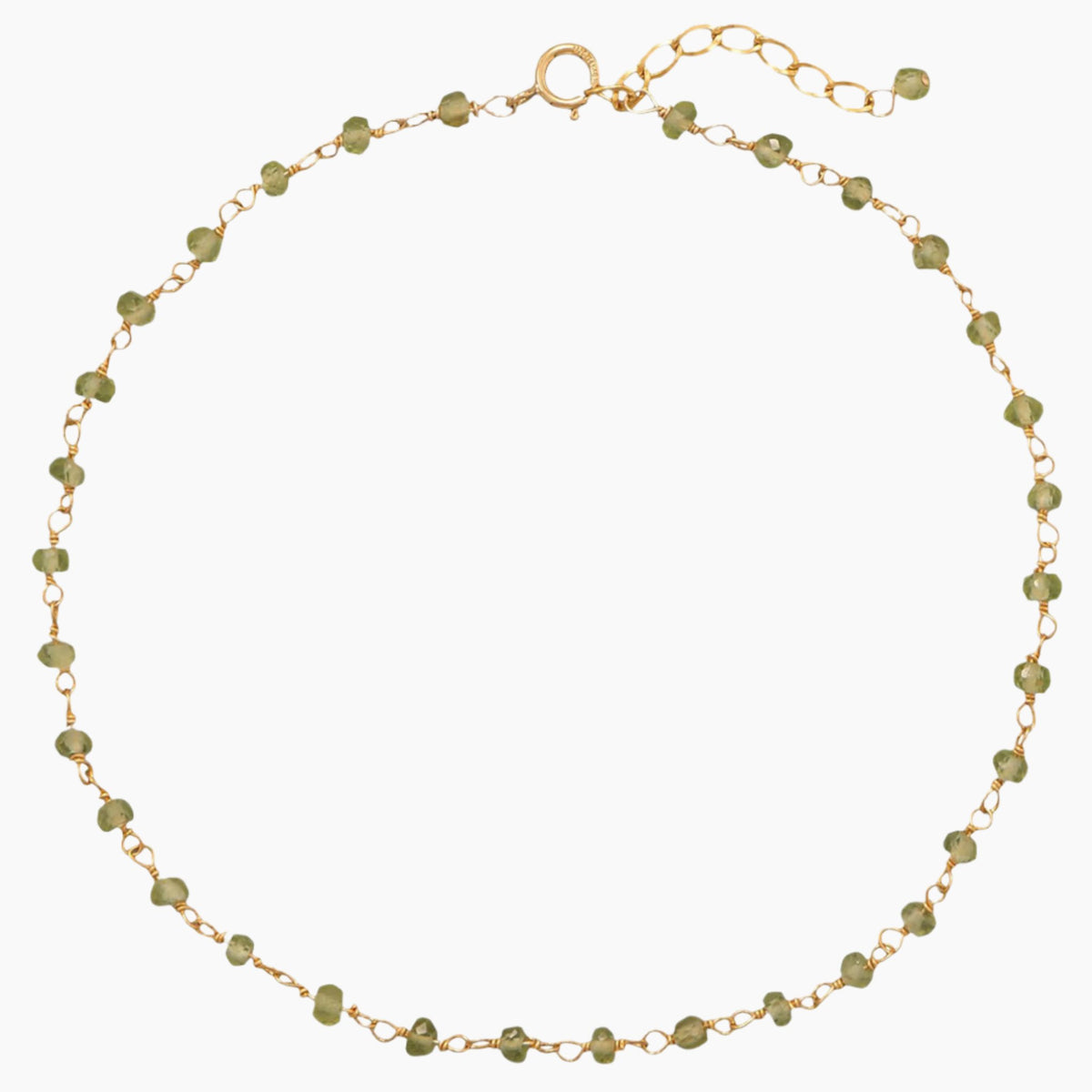 Peridot Bead Gold Anklet
