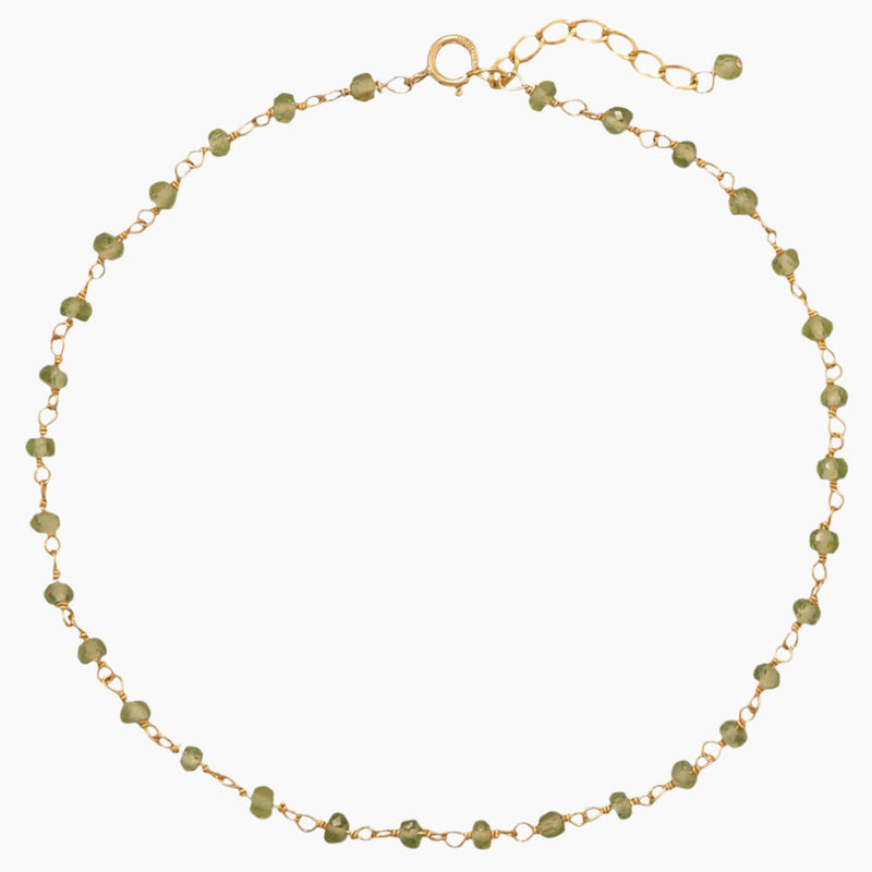 Peridot Bead Gold Anklet