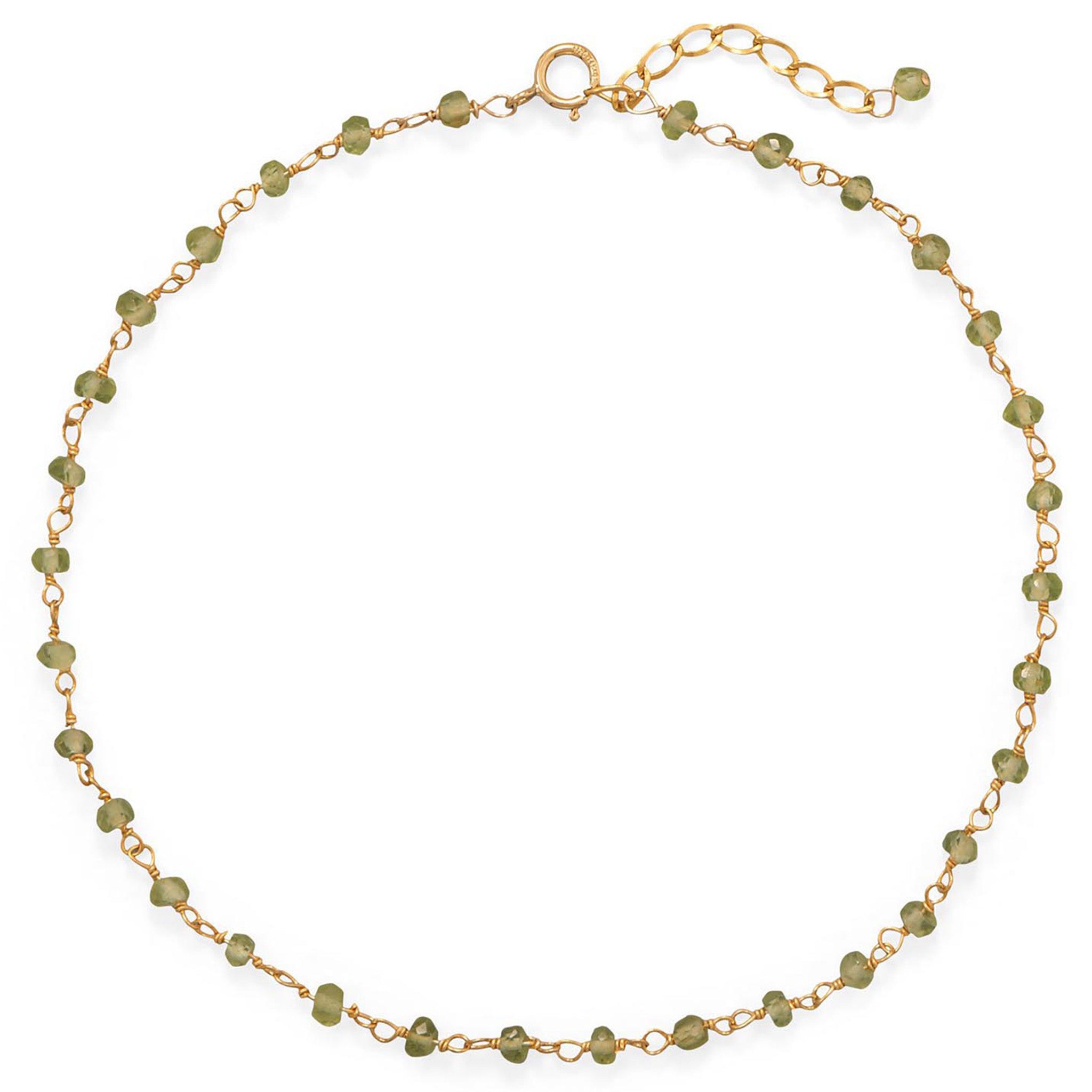 Peridot Bead Gold Anklet
