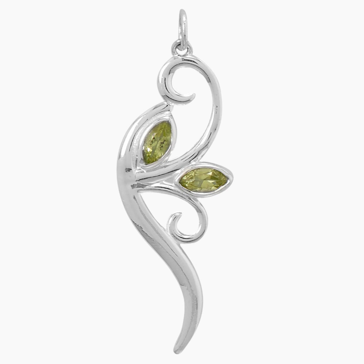 Peridot Leaf with Branch Pendant