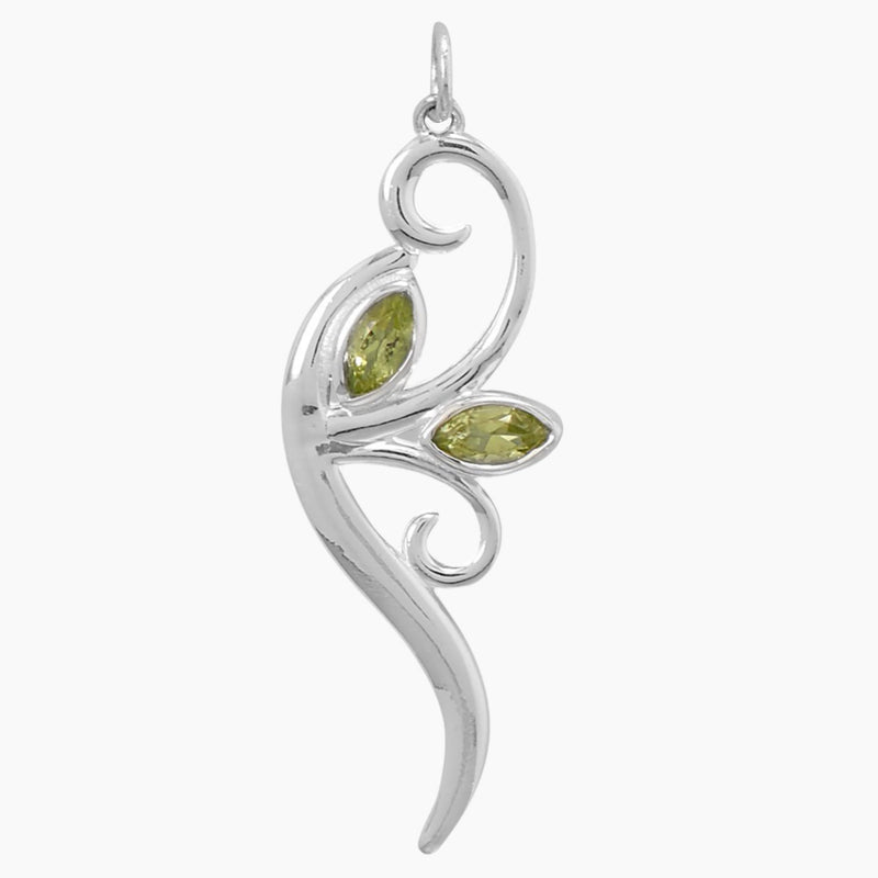 Peridot Leaf with Branch Pendant