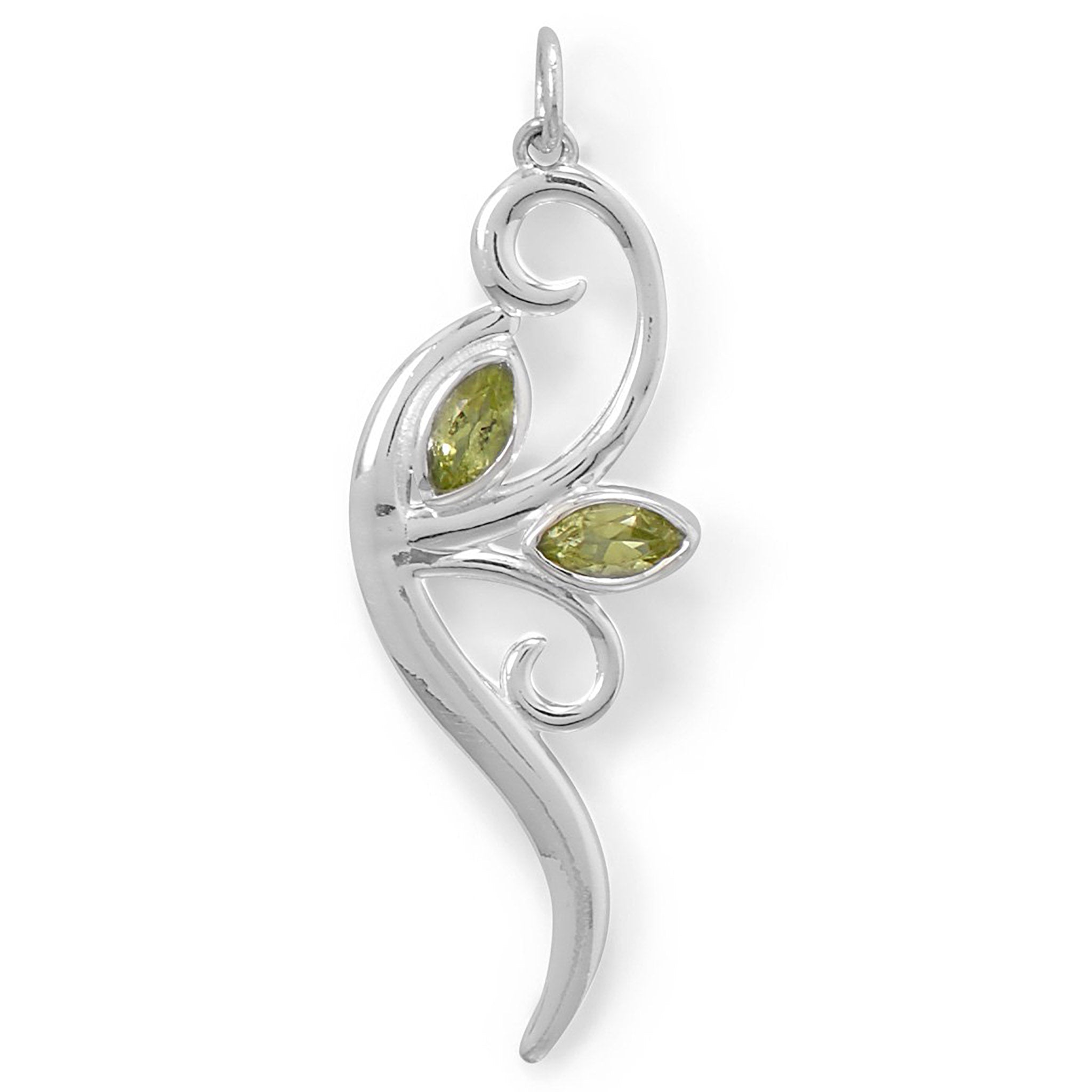 Peridot Leaf with Branch Pendant